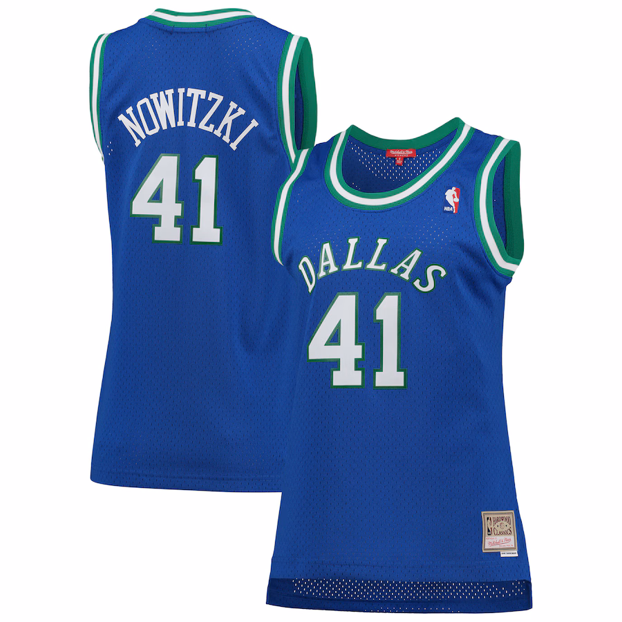 Women's Dallas Mavericks Dirk Nowitzki Mitchell & Ness Blue Hardwood Classics Swingman Jersey