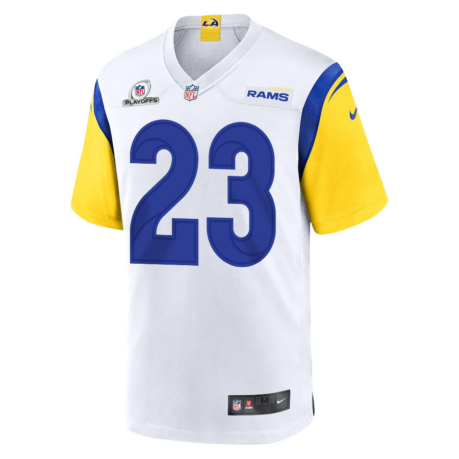 Ochaun Mathis 32 Los Angeles Rams 2023 Playoffs Patch Game Men Jersey - White