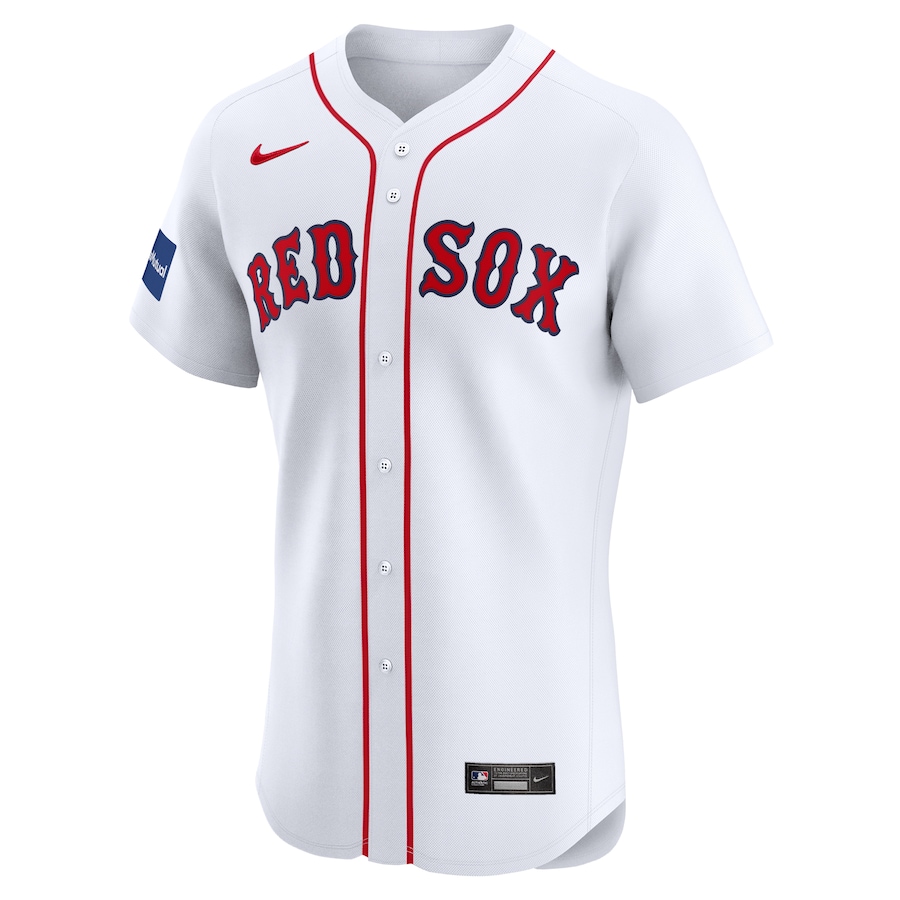 Men's Boston Red Sox White Home Elite Pick-A-Player Retired Roster Patch Jersey
