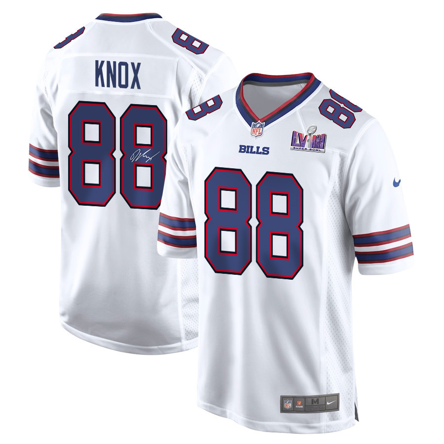 Dawson Knox 88 Signed Buffalo Bills Super Bowl LVIII Game Men Jersey - White