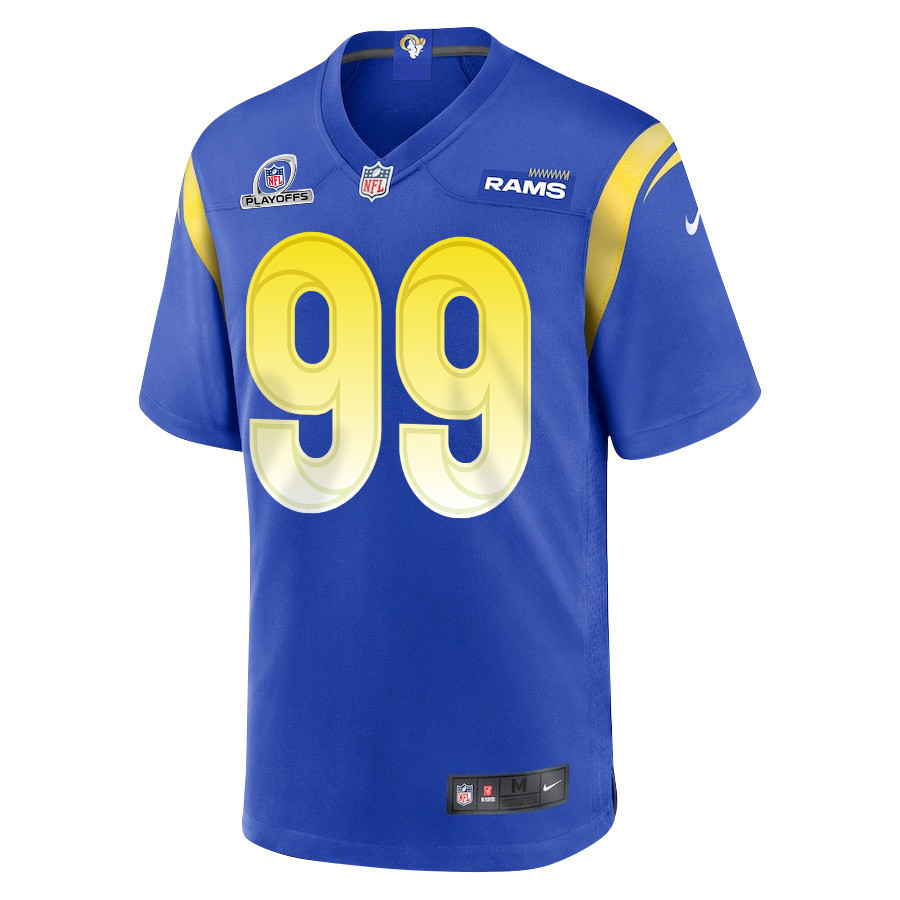 Aaron Donald 99 Los Angeles Rams 2023 Playoffs Patch Game Men Jersey - Royal