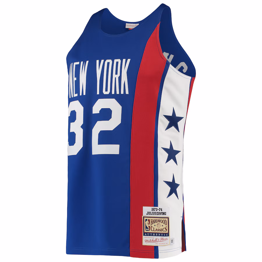 Men's New York Nets Julius Erving Mitchell & Ness Blue Hardwood Classics Authentic Jersey