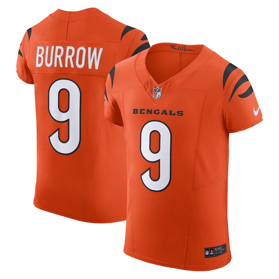 Mens Cincinnati Bengals Joe Burrow Orange Vapor F.U.S.E. Elite Jersey