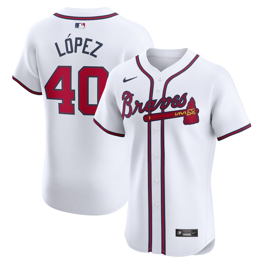 Youth Atlanta Braves Reynaldo Lopez Nike White Home Elite Player Jersey