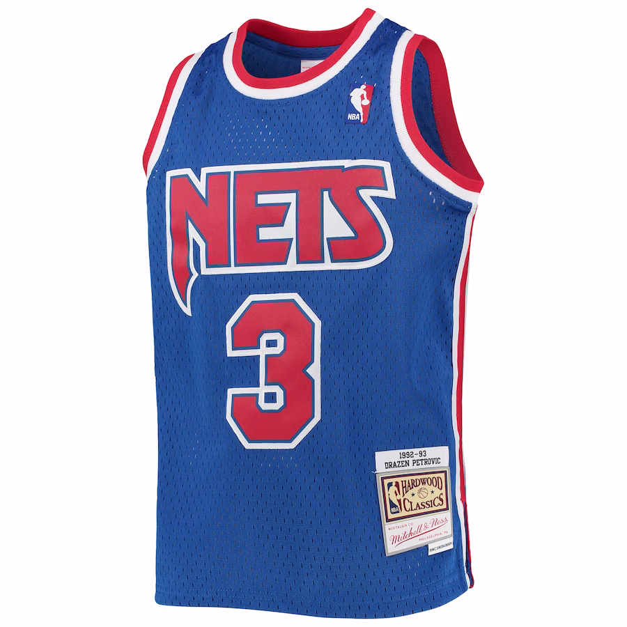 Youth New Jersey Nets Drazen Petrovic Mitchell & Ness Blue 1992/93 Hardwood Classics Swingman Jersey