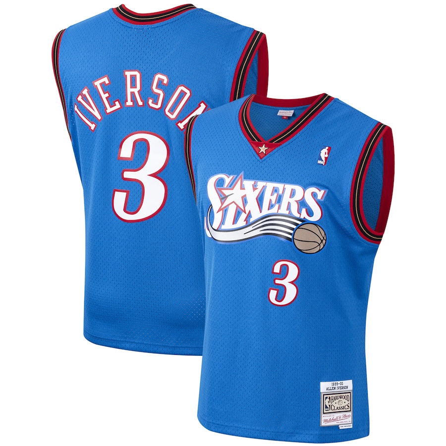 Men's Philadelphia 76ers Allen Iverson Mitchell & Ness Royal Hardwood Classics Swingman Jersey