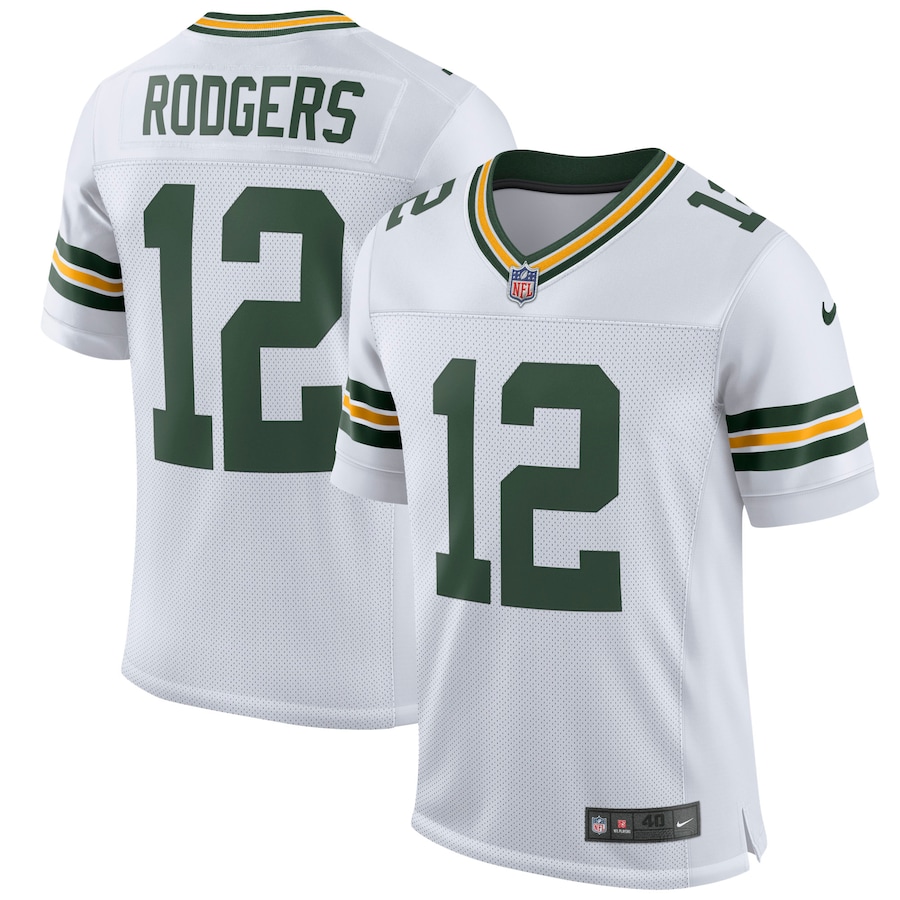 Mens Green Bay Packers Aaron Rodgers White Classic Elite Player Jersey