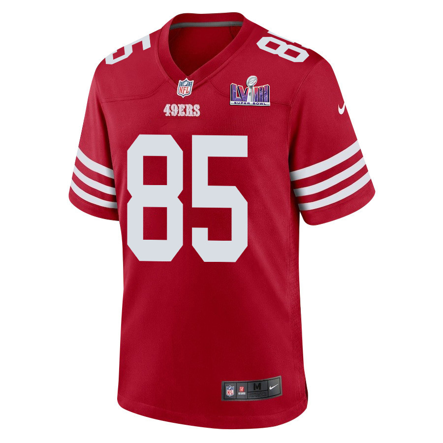 George Kittle 85 Signed San Francisco 49ers Super Bowl LVIII Game Men Jersey - Scarlet