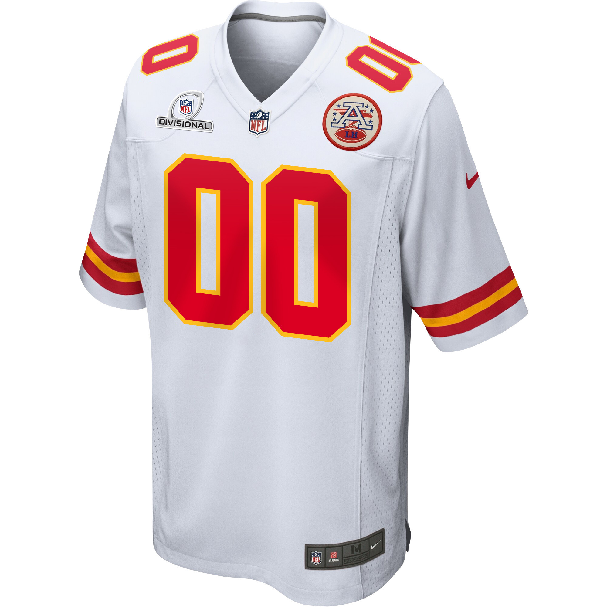 Kansas City Chiefs 2024 Divisional Patch Game Men Custom Jersey - White