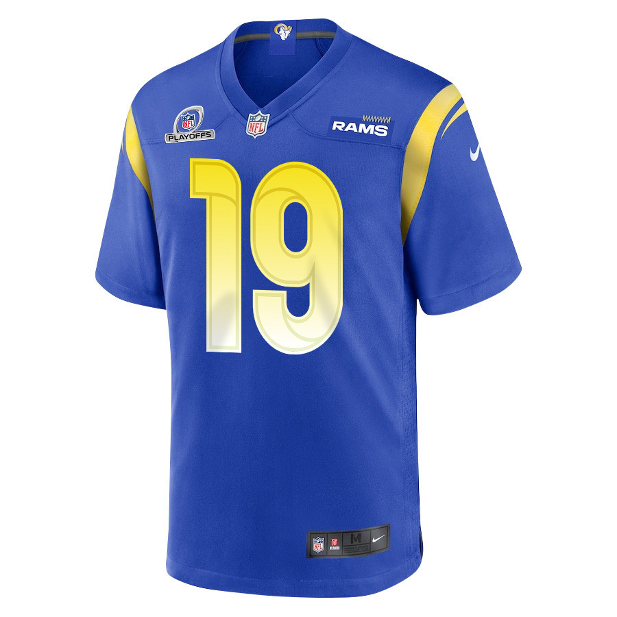 Xavier Smith 19 Los Angeles Rams 2023 Playoffs Patch Game Men Jersey - Royal