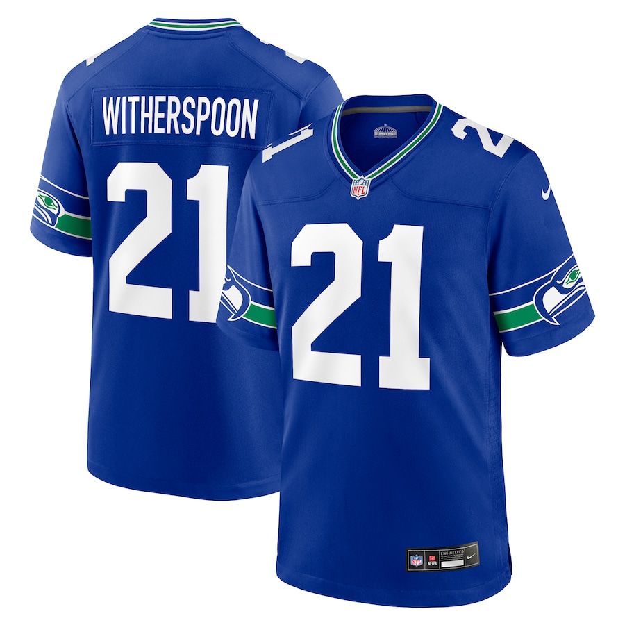 Mens Seattle Seahawks Devon Witherspoon Royal Throwback Player Game Jersey