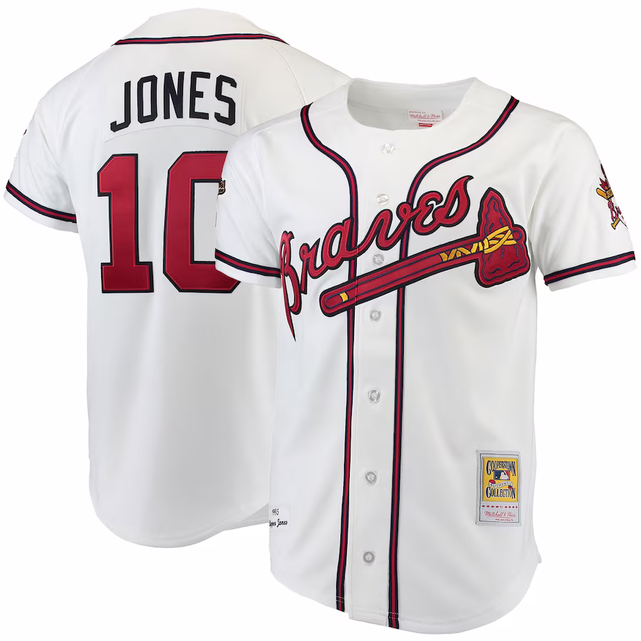 Youth Atlanta Braves Chipper Jones Mitchell & Ness White Authentic Jersey