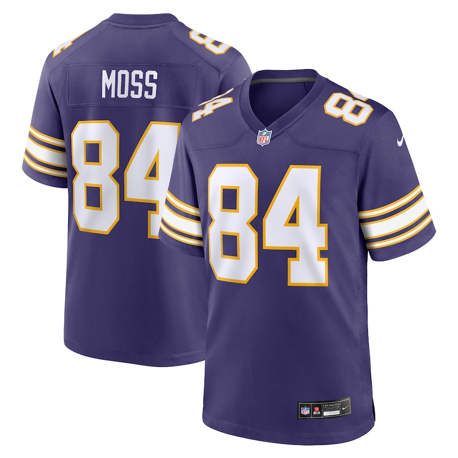 Mens Minnesota Vikings Randy Moss Purple Classic Retired Player Game Jersey