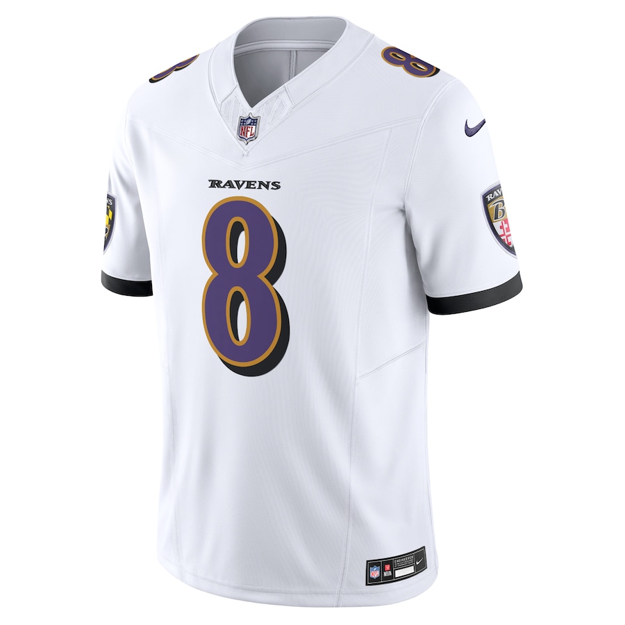 Mens Baltimore Ravens Lamar Jackson White Vapor F.U.S.E. Limited Jersey