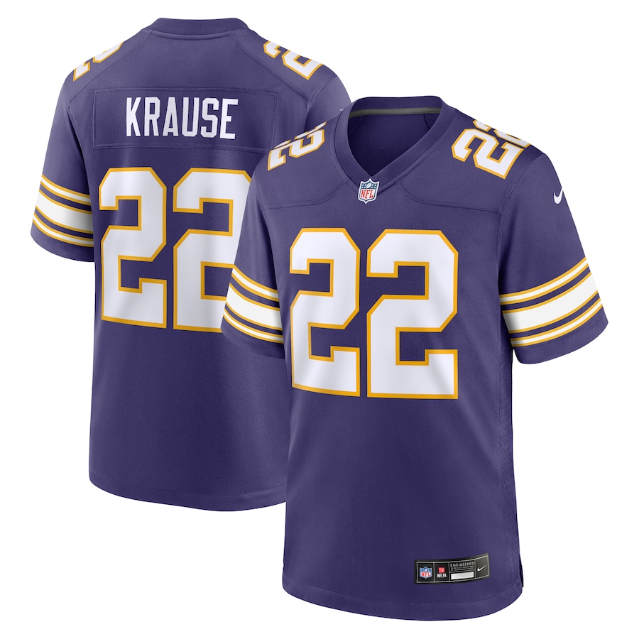 Mens Minnesota Vikings Paul Krause Purple Classic Retired Player Jersey