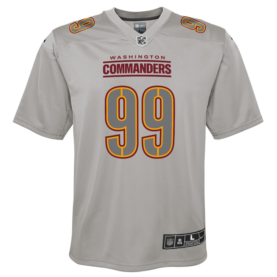 Chase Young 99 Washington Commanders YOUTH Atmosphere Fashion Game Jersey - Gray