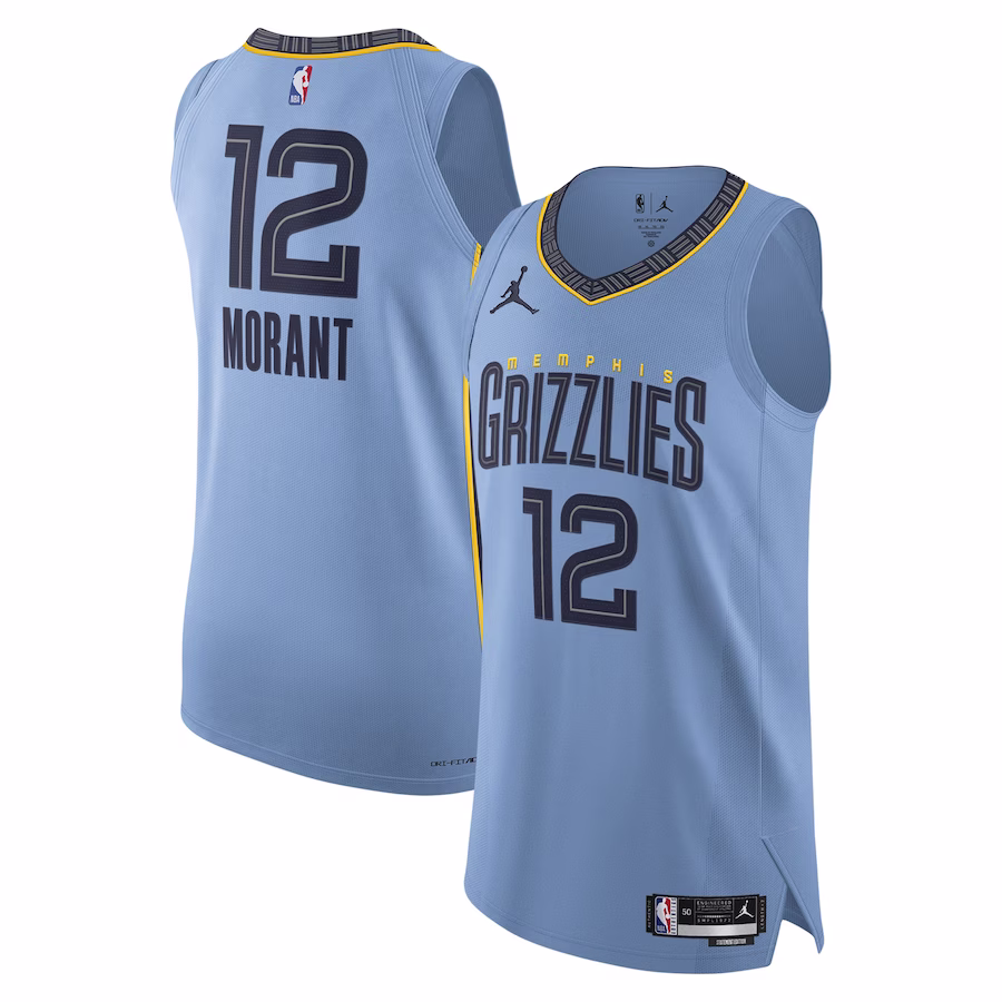 Men's Memphis Grizzlies Ja Morant Jordan Brand Light Blue Authentic Player Jersey - Statement Edition
