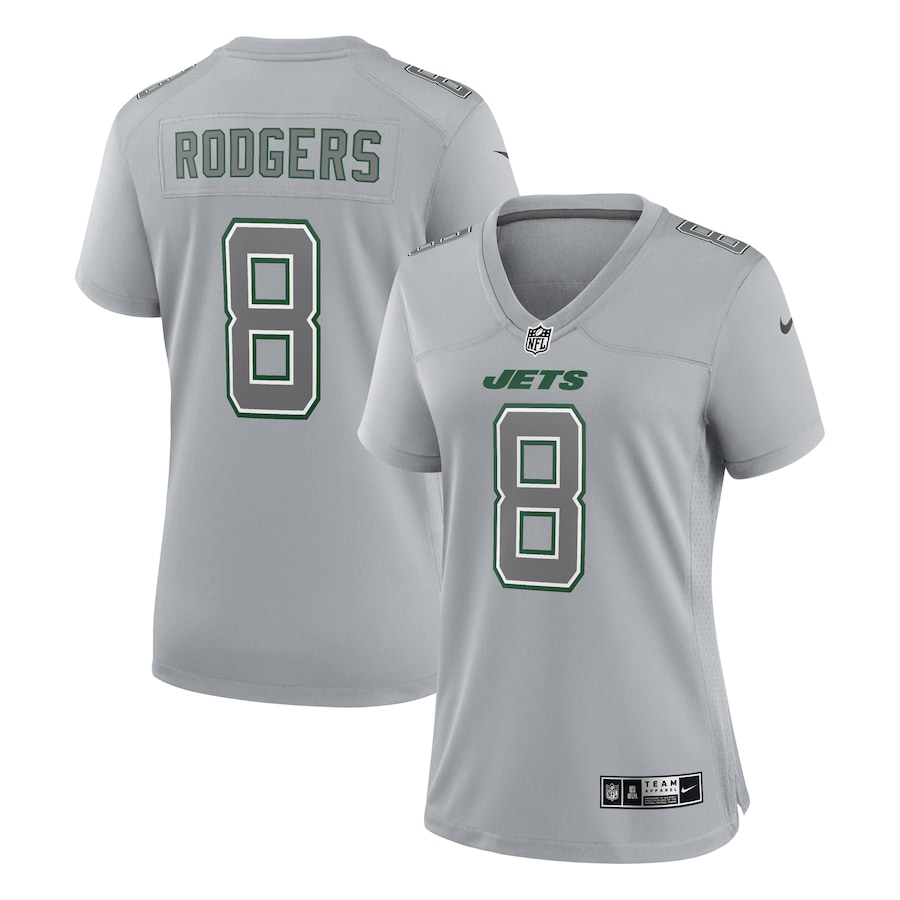 Womens New York Jets Aaron Rodgers Heather Gray Atmosphere Fashion Game Jersey