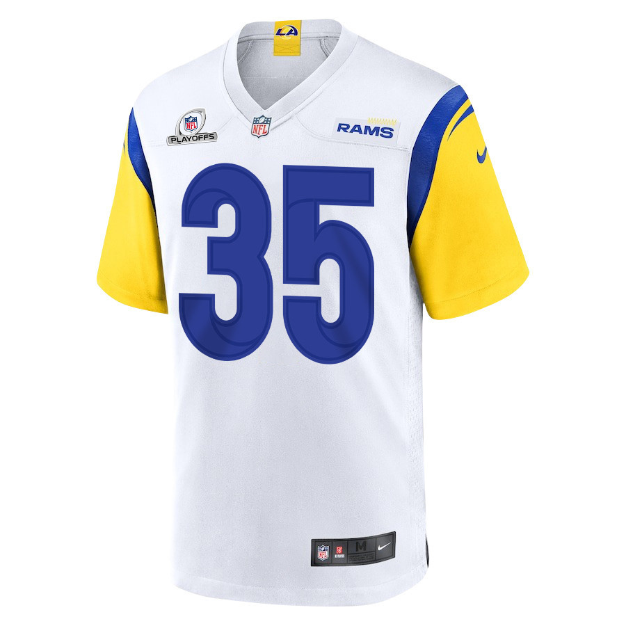Jacob Hummel 35 Los Angeles Rams 2023 Playoffs Patch Game Men Jersey - White