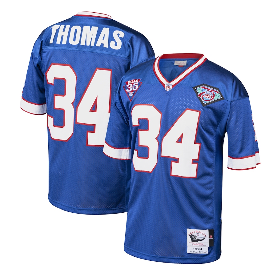 Mens Buffalo Bills 1985 Thurman Thomas Royal Authentic Throwback Retired Player Jersey