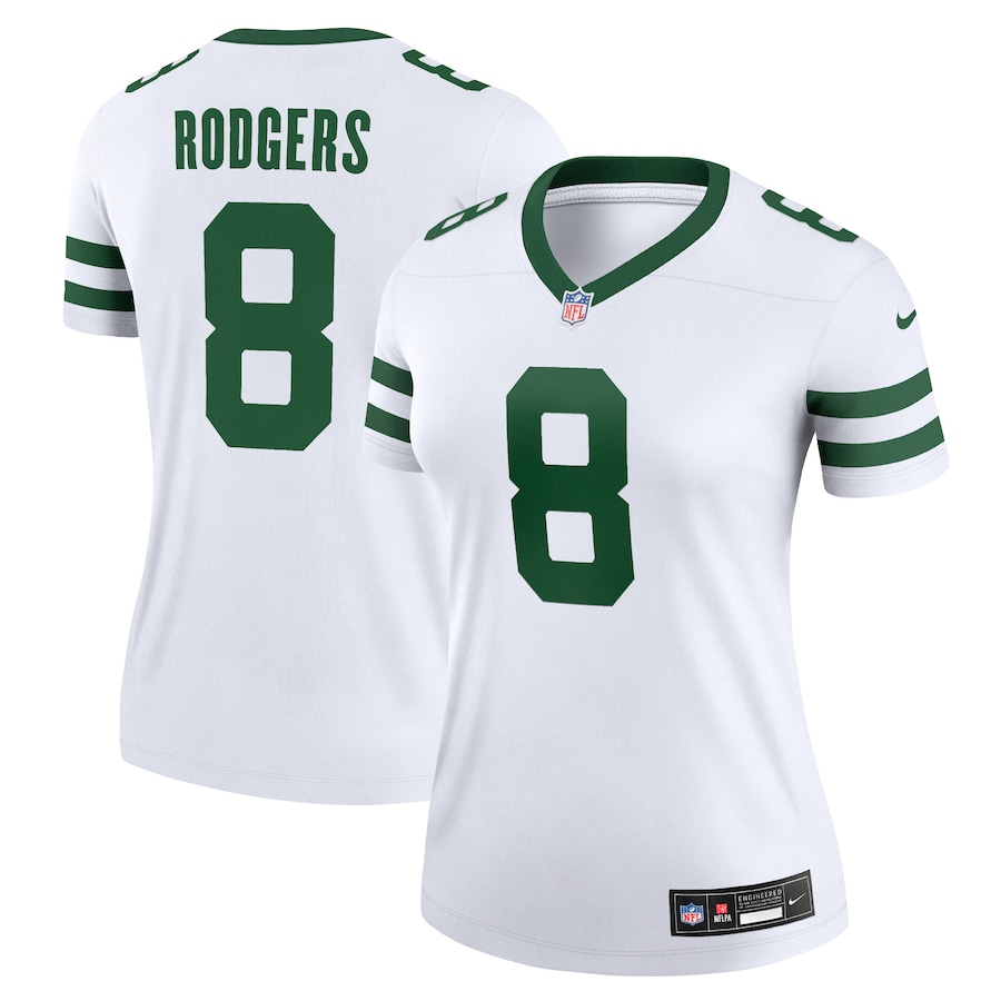 Womens New York Jets Aaron Rodgers Spotlight White Alternate Legend Player Jersey