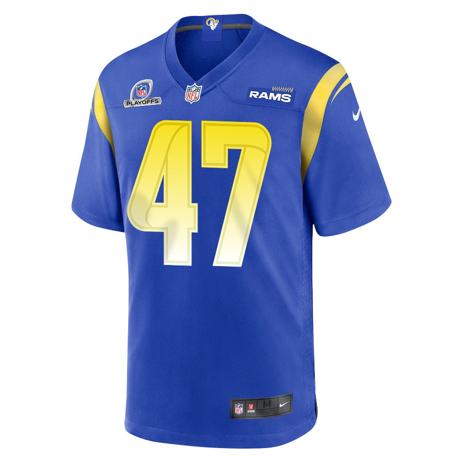 Alex Ward 47 Los Angeles Rams 2023 Playoffs Patch Game Men Jersey - Royal