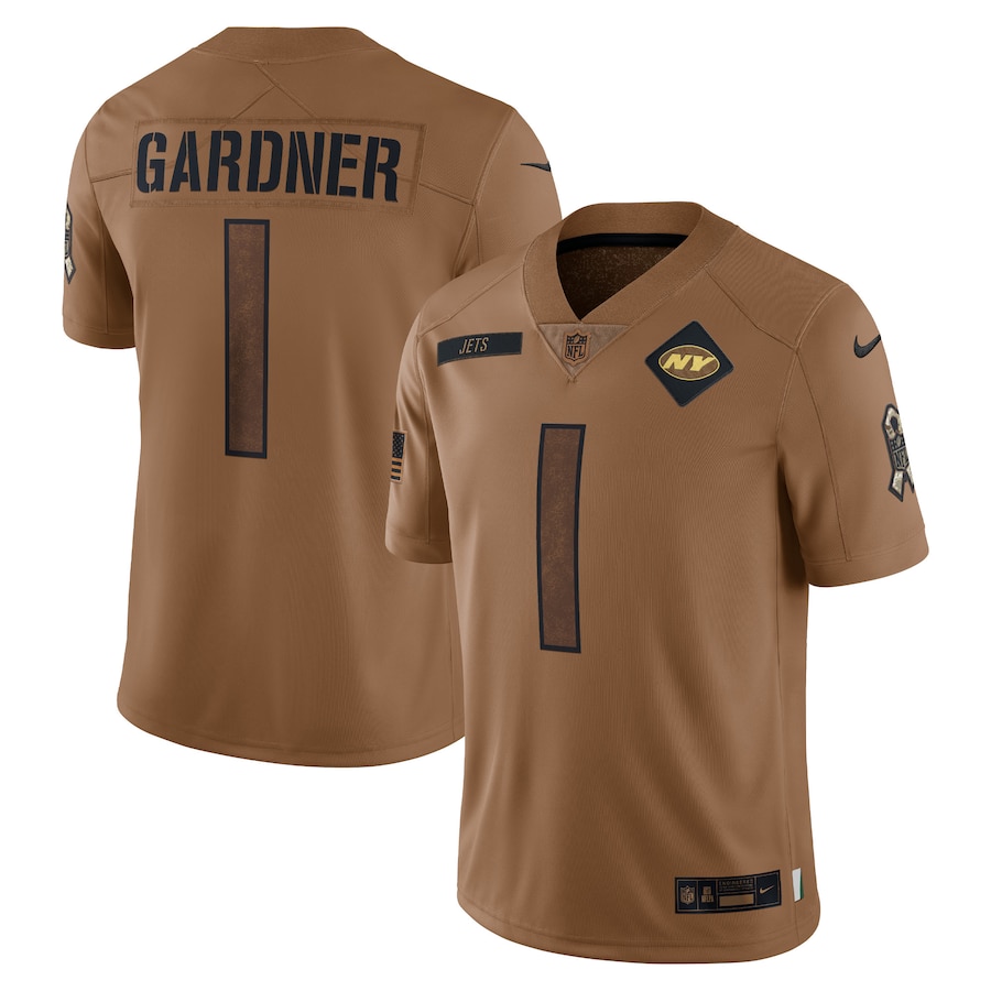 Mens New York Jets Ahmad Sauce Gardner Brown 2023 Salute To Service Limited Jersey