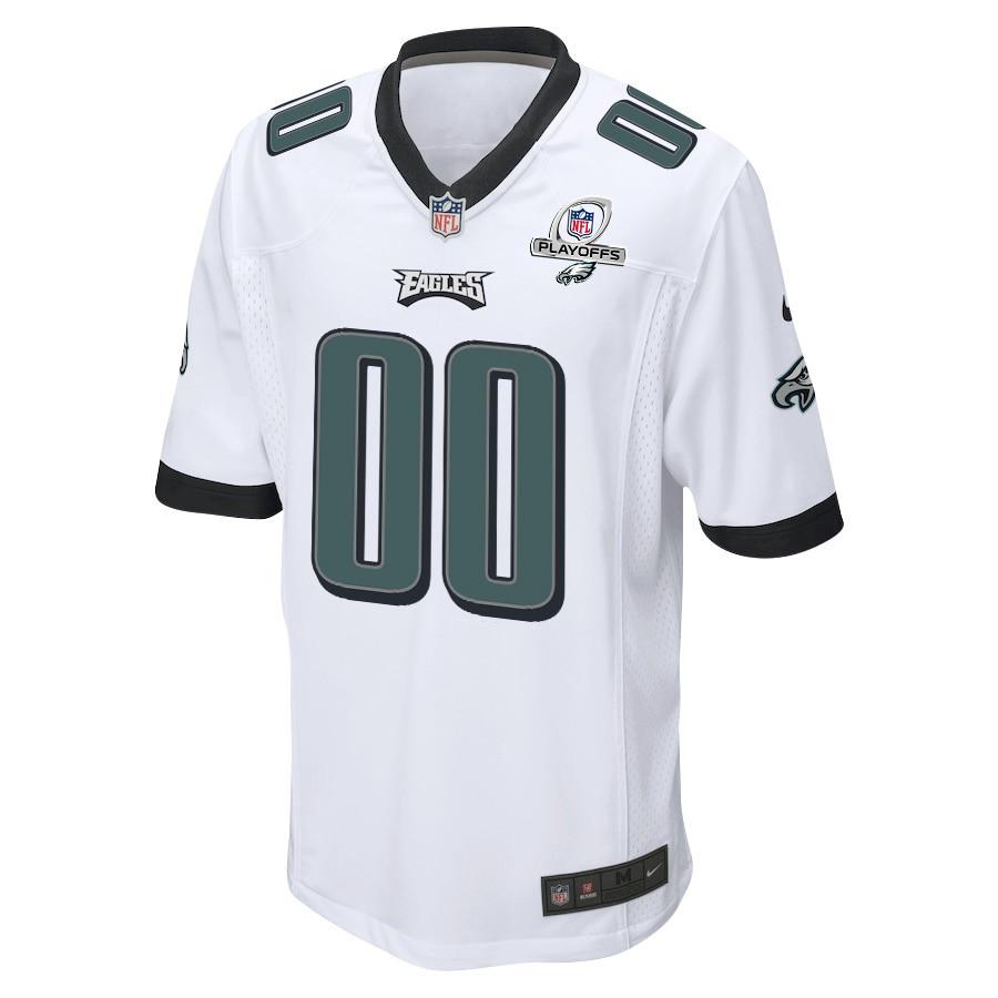 Philadelphia Eagles 2023 Playoffs Patch Game Men Custom Jersey - White