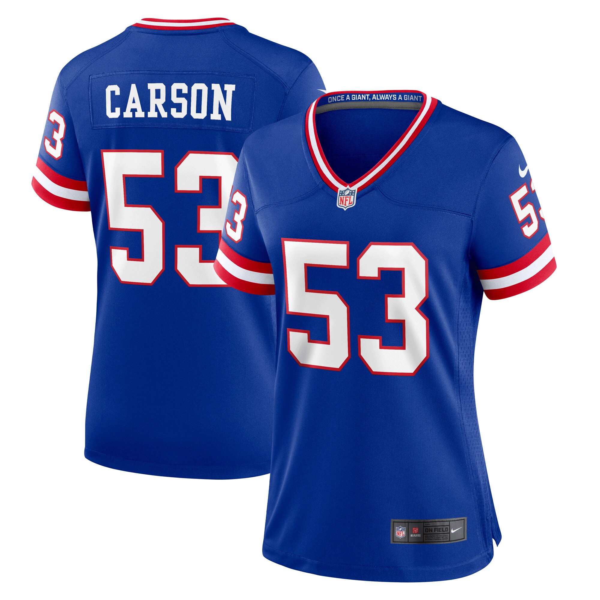 Harry Carson New York Giants Women's Classic Retired Player Game Jersey - Royal