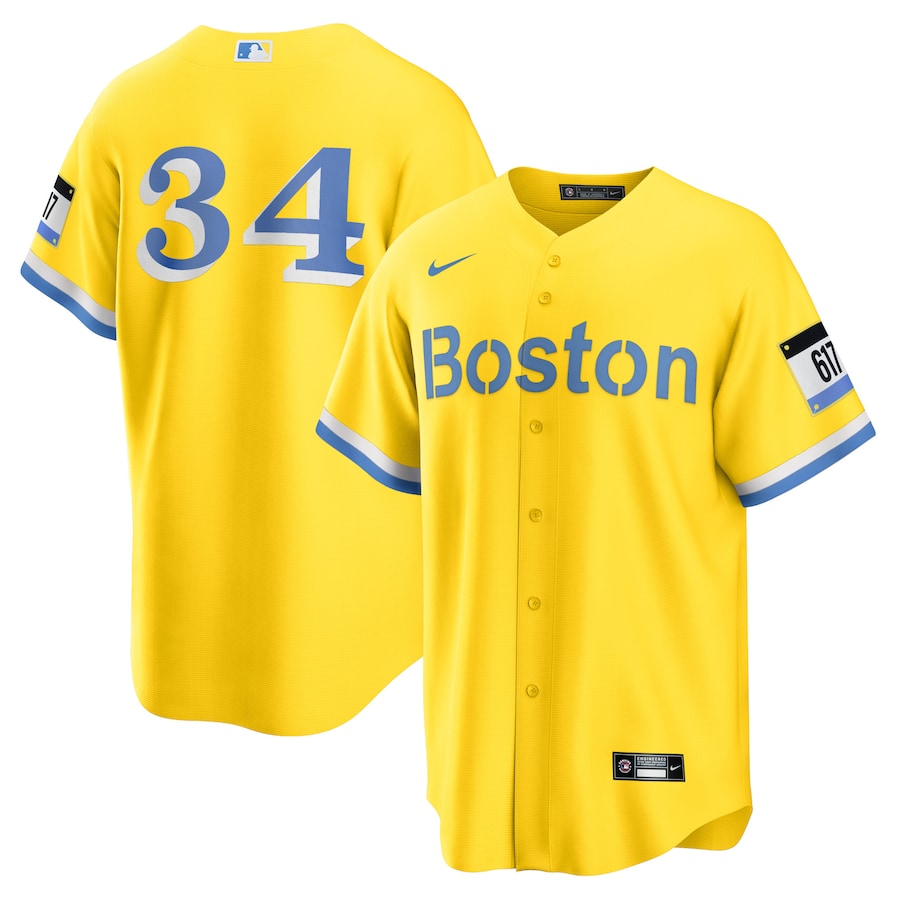 Men's Boston Red Sox David Ortiz Gold Retired Player City Connect Replica Jersey