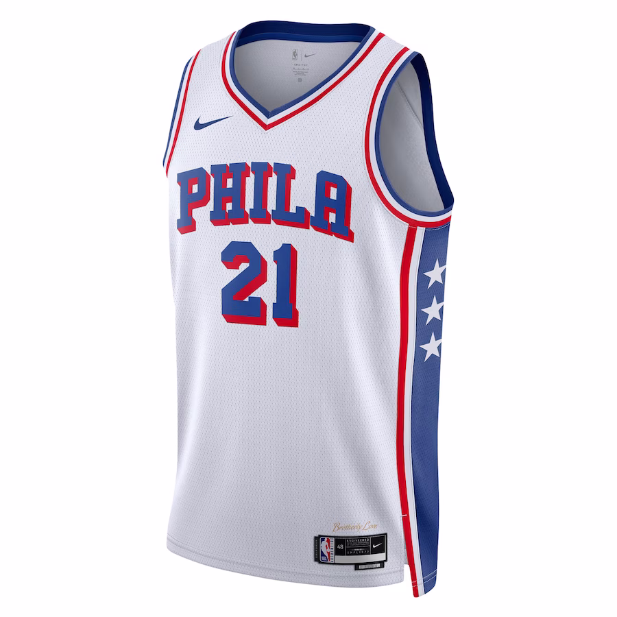 Youth Philadelphia 76ers Joel Embiid Nike White Swingman Jersey - Association Edition