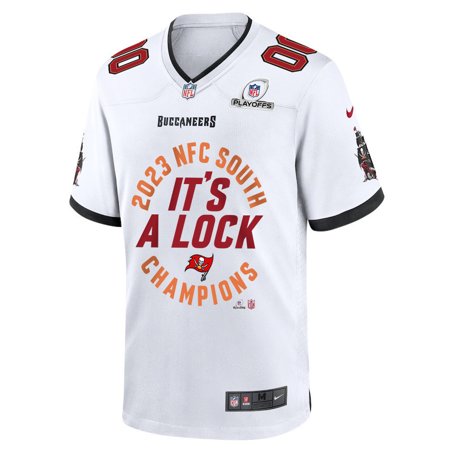 Tampa Bay Buccaneers 2023 NFC South Division Champions Locker Room Trophy Game Men Custom Jersey - White