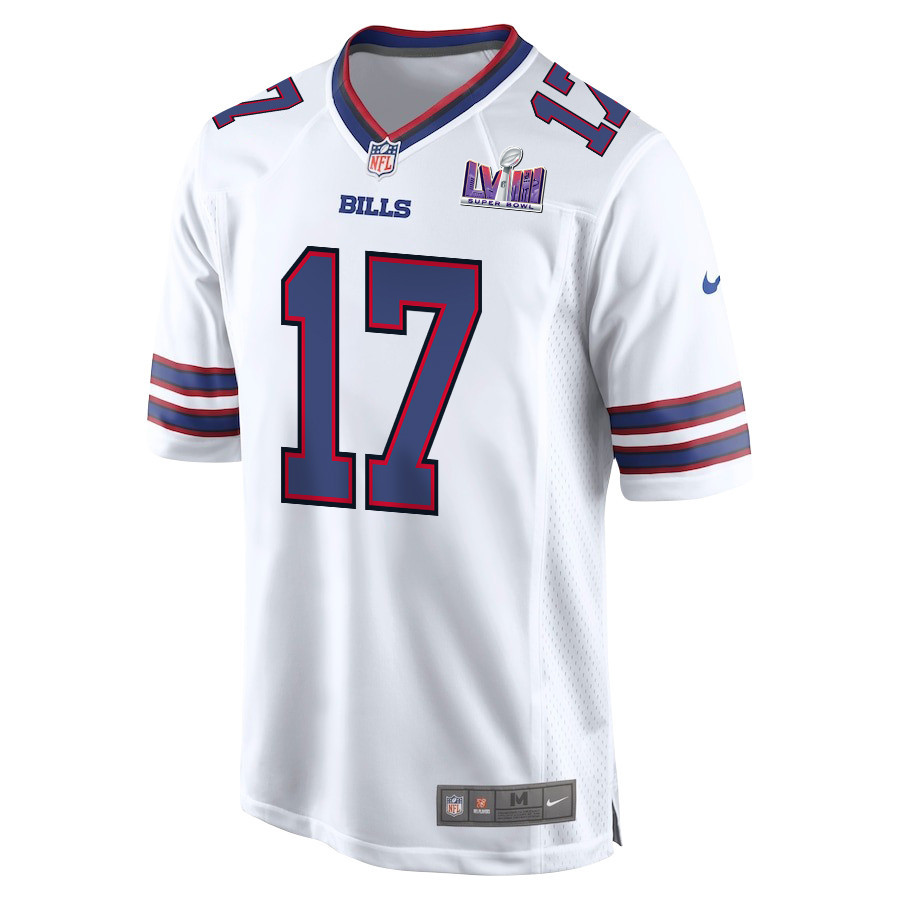 Josh Allen 17 Signed Buffalo Bills Super Bowl LVIII Game Men Jersey - White