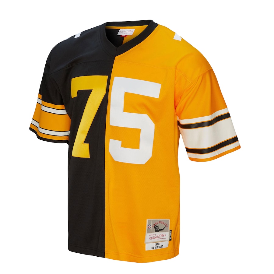 Mens Pittsburgh Steelers Joe Greene Black/Gold 1976 Split Legacy Replica Jersey