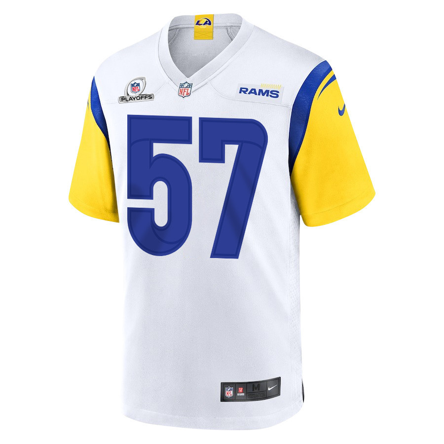 Zach Thomas 57 Los Angeles Rams 2023 Playoffs Patch Game Men Jersey - White