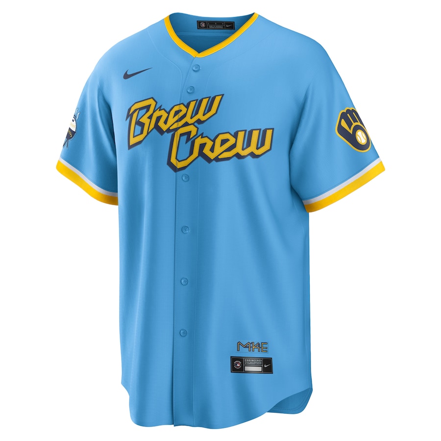 Men's Milwaukee Brewers Christian Yelich Powder Blue City Connect Replica Player Jersey
