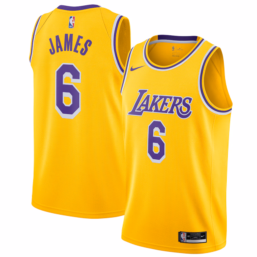 Men's Los Angeles Lakers LeBron James Nike Gold 2021/22 #6 Swingman Player Jersey - Icon Edition