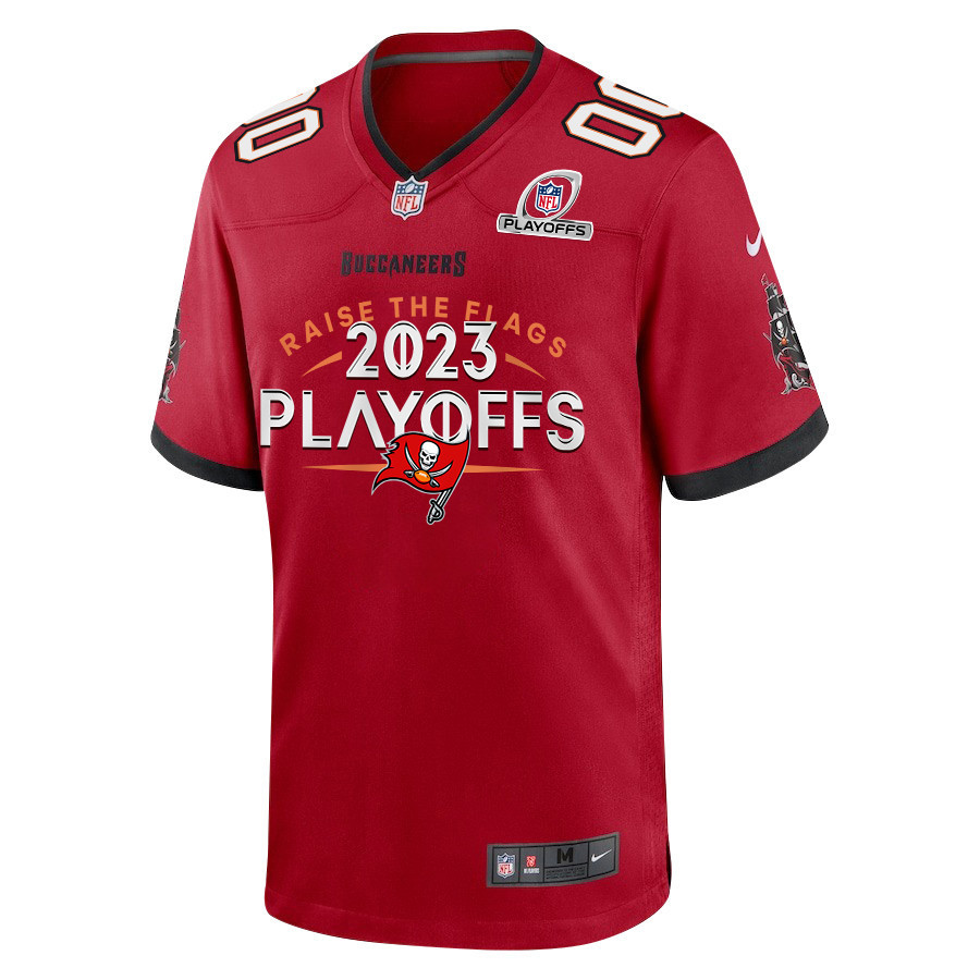 Tampa Bay Buccaneers Raise The Flags 2023 Playoffs Game Men Custom Jersey - Red
