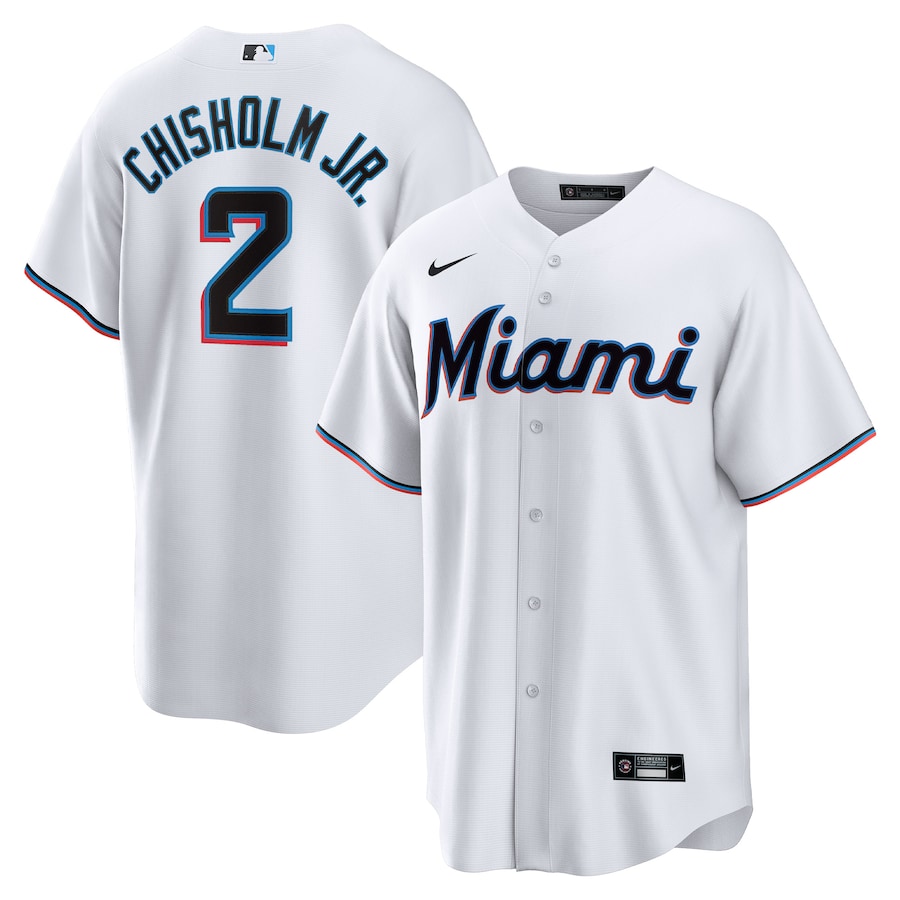 Youth Miami Marlins Jazz Chisholm Jr. Nike White Home Replica Player Jersey