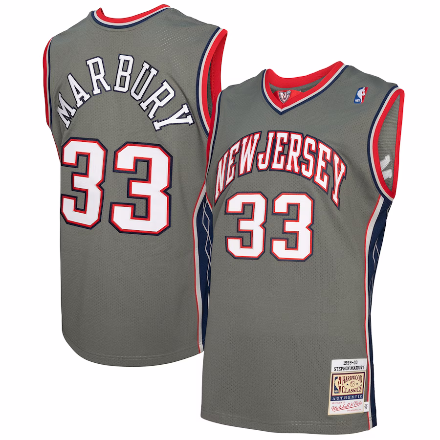 Men's New Jersey Nets Stephon Marbury Mitchell & Ness Gray 1999/00 Authentic Player Jersey
