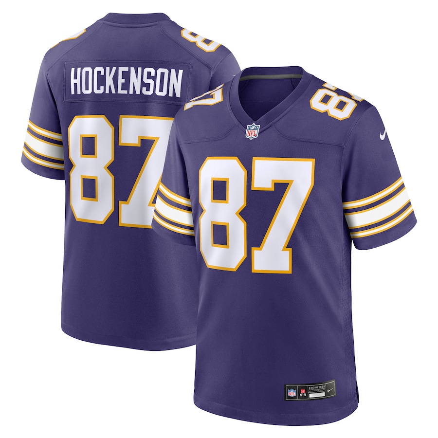 Mens Minnesota Vikings T.J. Hockenson Purple Classic Player Game Jersey