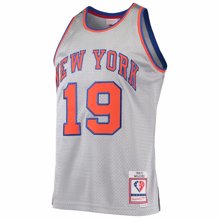 Men's New York Knicks Willis Reed Silver Mitchell & Ness 75th Anniversary 1969/70 Hardwood Classics Swingman Jersey