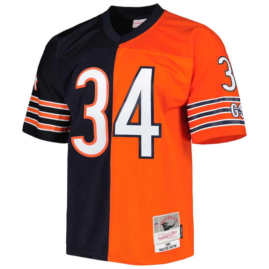 Mens Chicago Bears Walter Payton Navy/Orange 1985 Split Legacy Replica Jersey