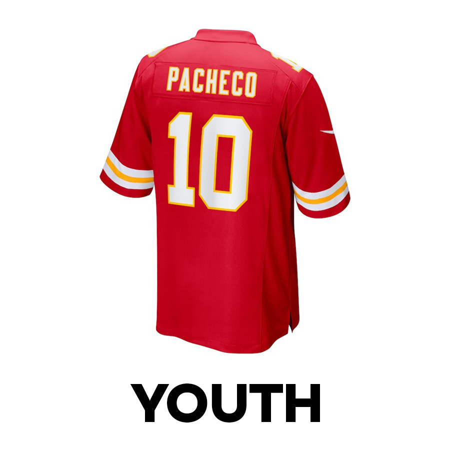 Isiah Pacheco 10 Kansas City Chiefs Signed Running Back Game YOUTH Jersey - Red