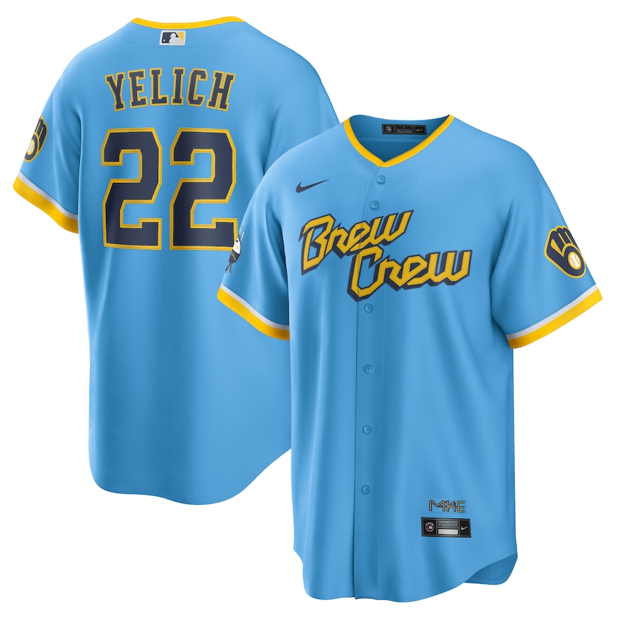 Men's Milwaukee Brewers Christian Yelich Powder Blue City Connect Replica Player Jersey