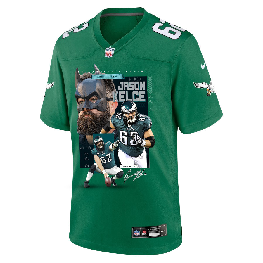 Jason Kelce 62 Philadelphia Eagles The Fat Bat Alternate Game Men Jersey - Kelly Green