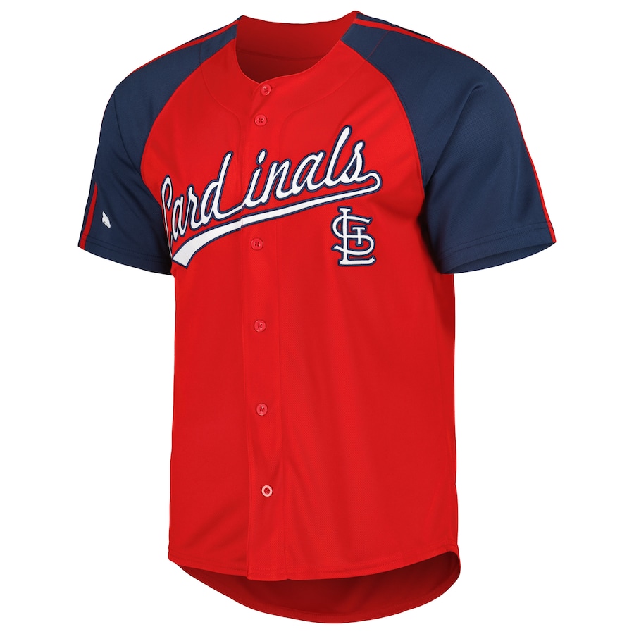 Men's St. Louis Cardinals Stitches Red Button-Down Raglan Fashion Jersey