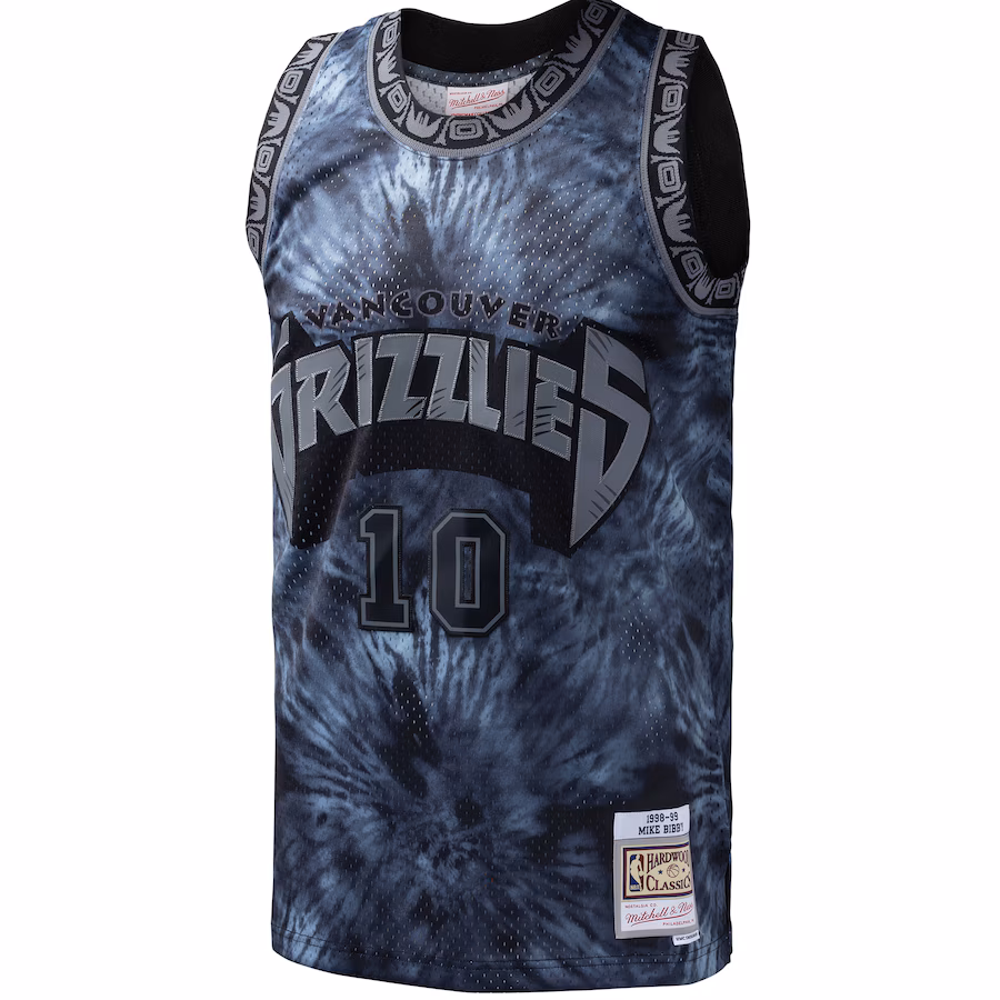Men's Vancouver Grizzlies Mike Bibby Mitchell & Ness Black Hardwood Classics 1998/99 Tie-Dye Swingman Jersey