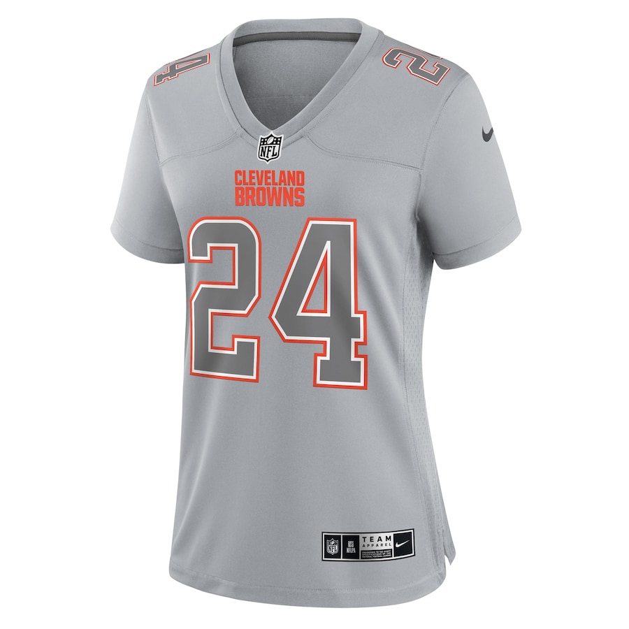Womens Cleveland Browns Nick Chubb Gray Atmosphere Fashion Game Jersey