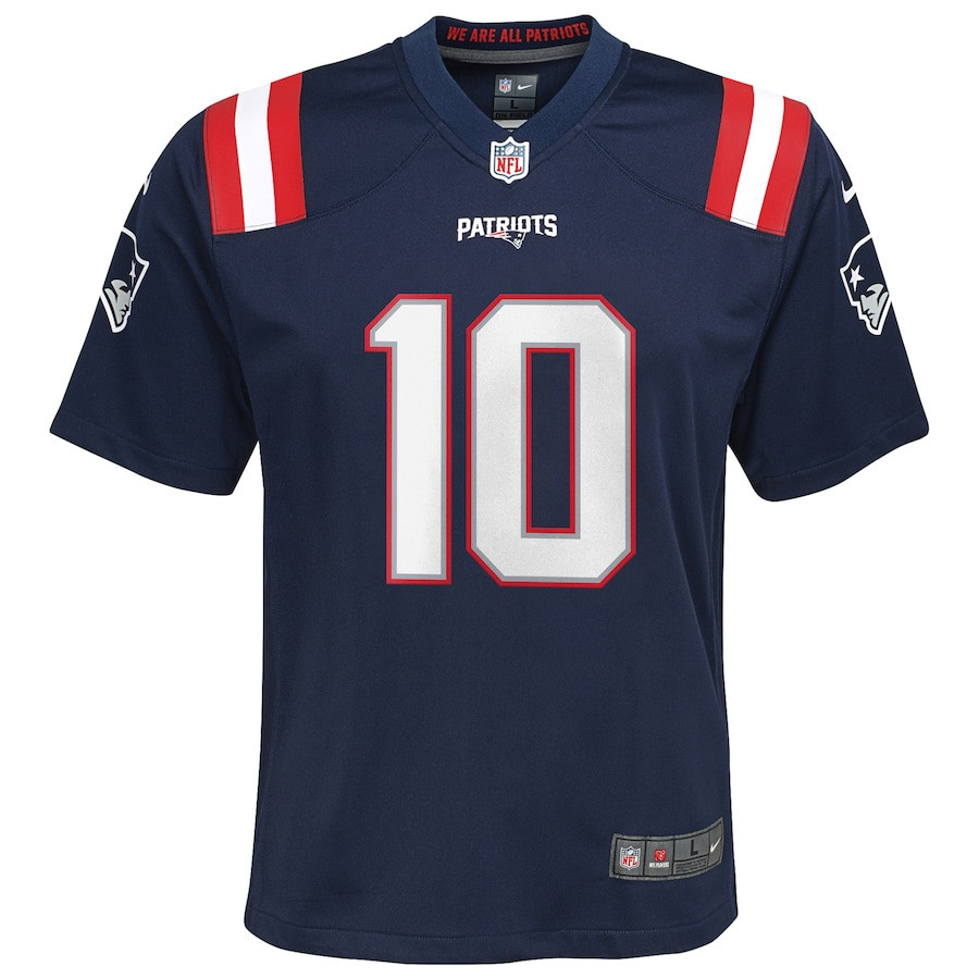 Drake Maye 10 New England Patriots 2024 NFL Draft First Round Pick Player Game YOUTH Jersey - Navy